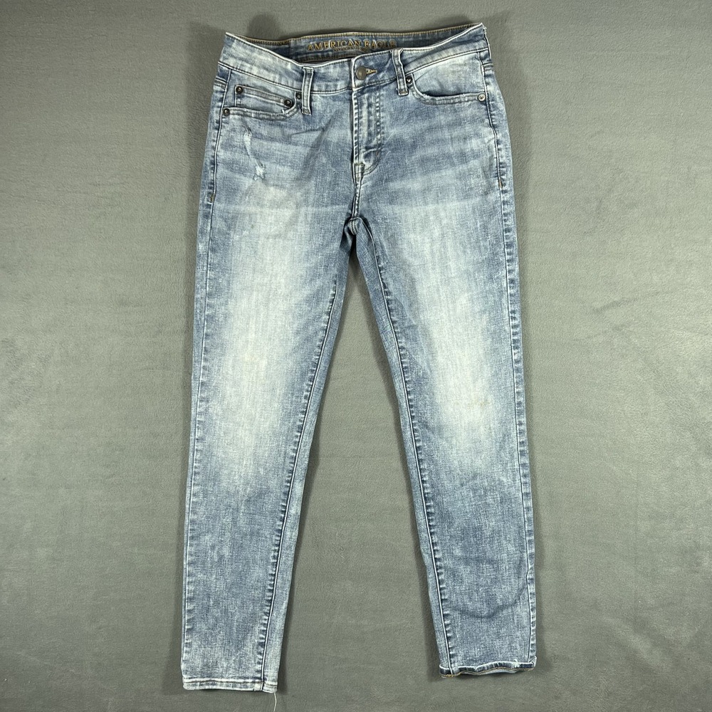 American Eagle Outfitters Women's Extreme Flex 4 Skinny Jeans Light Wash Blue